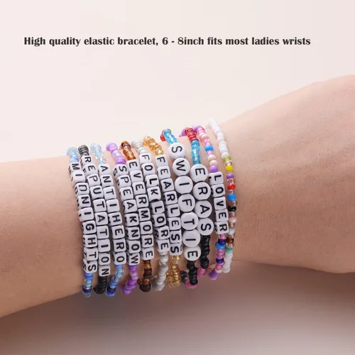 Miniatura 5 de NONTAI 2 pulseras Taylor Swiftie Jewelry for the Eras Music Friendship Bracelets Fearless Midnight Folklore Lover Reputation Album Jewelry
