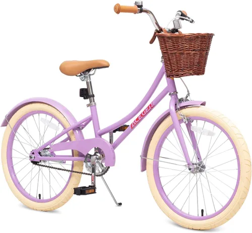 Miniatura 11 de ACEGER Bicicleta para niñas con canasta, bicicleta para niños de 3 a 13 años, incluye freno de contrapedal y freno de pinza, 14, 16, 18 pulgadas