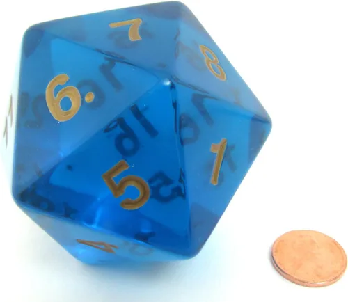Miniatura 2 de Koplow Games Dados Jumbo Zafiro Transparente/Oro 2.165 in Cuenta Regresiva D20