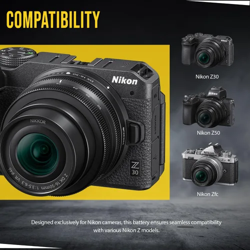 Miniatura 6 de BM Premium Batería EN-EL25 con puerto de carga USB-C integrado compatible con cámaras digitales Nikon Z30, Z50, Z50 II, Z fc