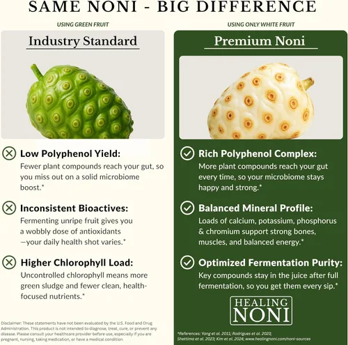 Miniatura 8 de Healing Noni - Jugo de noni 100% puro - USDA orgánico, de fuerza completa, bebida de bienestar, superalimento cultivado en Hawái