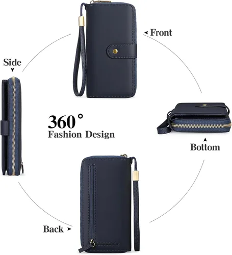Miniatura 4 de GAEKEAO Cartera de mano para mujer, con bloqueo RFID, de piel, de gran capacidad, con correa de mano