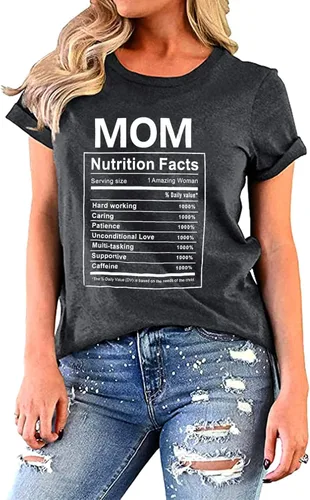 Miniatura 2 de Mom Nutrition Facts - Camiseta divertida para el día de la madre, camiseta con estampado de letras, camiseta casual de verano