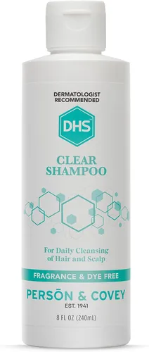 DHS Champú transparente – Champú para mujeres y hombres para pieles sensibles/sin perfume, limpia el cabello y trata el cuero cabelludo seco/sin