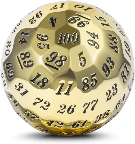Miniatura 5 de DNDND Dado de metal D100 antiguo de cobre, dado poliédrico de 100 lados de 50mm con estuche de metal y bolsa de terciopelo