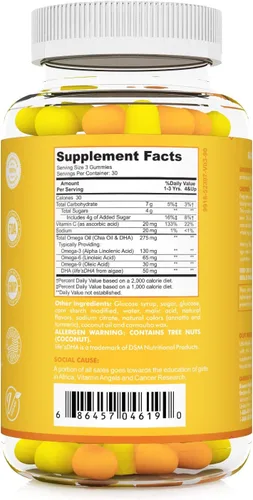 Miniatura 3 de RUWAA NUTRITION Gomitas Omega 3 para niños DHA EPA Omega 3 Suplemento 3 para niños. Sin aceite de pescado después del gusto Vegano Omega 3 6 9 +