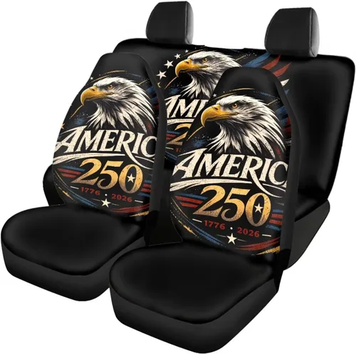 Miniatura 11 de Howilath 250 USA Anniversary - Juego de 4 fundas de asiento de automóvil de ajuste universal para asientos delanteros y traseros para uso en todas