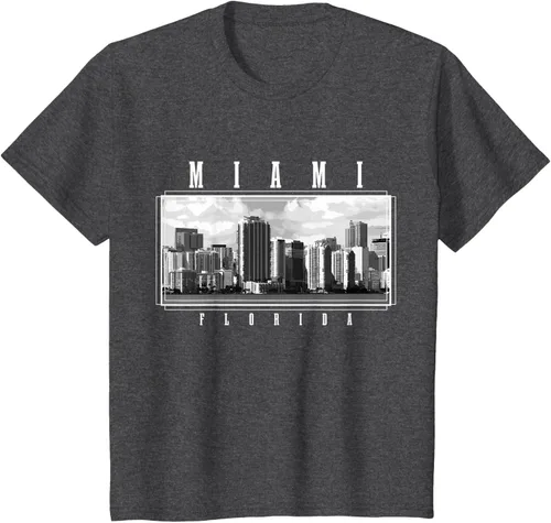 Miniatura 23 de Miami Skyline Florida Pride Vintage Miami Camiseta, Negro