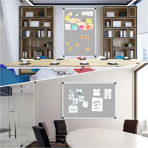 Miniatura 6 de XBoard Tablero de anuncios de tela gris de 48 x 36 pulgadas Tablero de anuncios de tela montado en la pared, tablero de anuncios plateado
