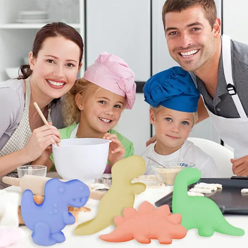 Miniatura 5 de Paquete de 2 moldes de silicona de dinosaurio, moldes de chocolate de dinosaurio, molde de gelatina de 8 cavidades para dulces, gomitas, postres