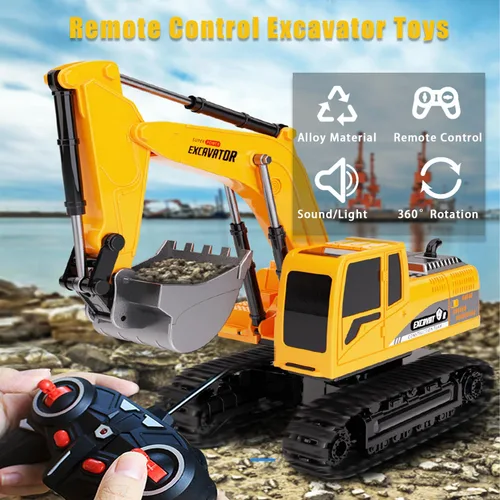Miniatura 2 de Excavadora con control remoto, excavadora de juguete con control remoto, excavadora de juguete de arena para ingeniería, vehículo de construcción