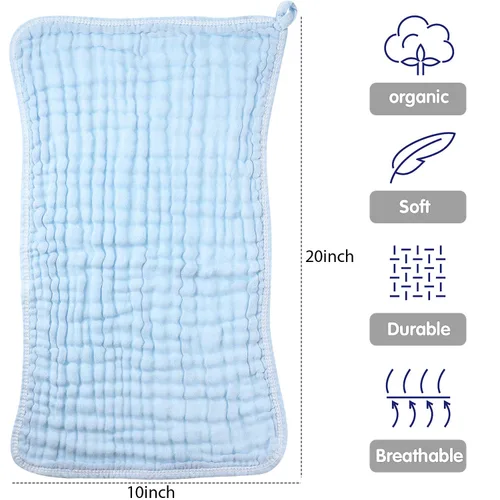 Miniatura 3 de Irenare - Gasas, pañales o toallitas faciales para bebés grandes de muselina de algodón, multicolor; con 6 capas absorbentes; 6 unidades, de 20 x 10