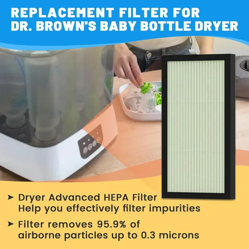 Miniatura 3 de Paquete de 2 filtros HEPA de repuesto compatibles con el secador Dr. Brown's - Filtro avanzado de secadora para biberones y chupetes
