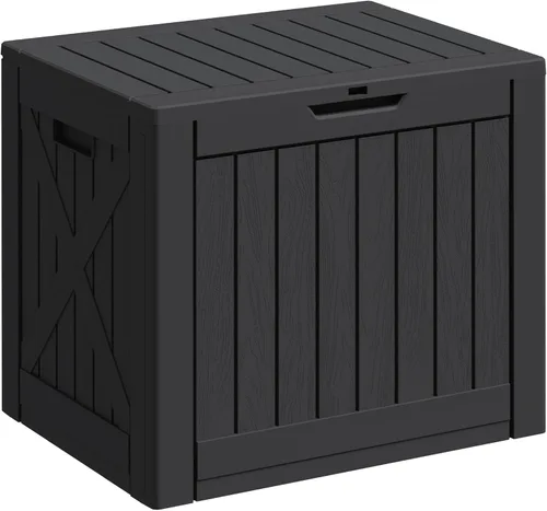 Miniatura 12 de Greesum Caja de resina de 31 galones para todo tipo de clima, cajas de almacenamiento al aire libre para juegos de muebles de patio, juguetes al