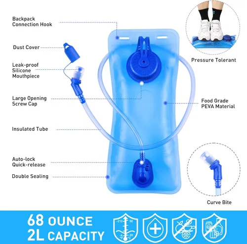 Miniatura 6 de KUYOU Rave Hydration Pack, Hydration Backpack with 2L Hydration Bladder, Festival Essential Water Backpack for Hiking, Running, Cycling, and Music