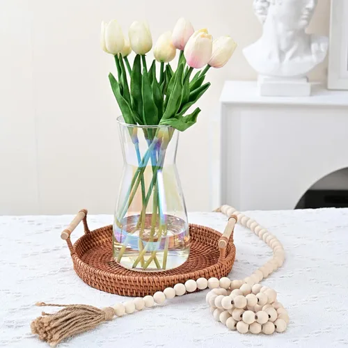 Miniatura 3 de Floreros de cristal iridiscente de 8 pulgadas para centro de mesa, decoración de escritorio interior del hogar, jarrón moderno estilo bohemio
