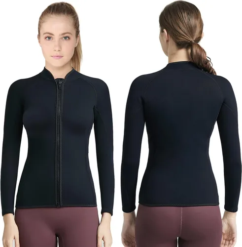 Miniatura 14 de Wetsuits Top Jacket Women Men 2mm Neoprene Long Sleeve Shirt Front Zipper Vest Wet Suit Keep Warm for Adult Youth Diving Surfing Swimming Water