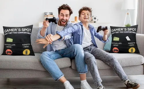 Miniatura 5 de ZUYUROU Regalos para jugadores, fundas de almohada con diseño de bolsillo para jugadores de 18 x 18 pulgadas, decoración de sala de juegos, rellenos