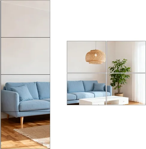 Miniatura 9 de Espejo pequeño adhesivo para decoración de pared, espejos adhesivos de seguridad de plástico sin vidrio para niños pequeños, paquete de 4 azulejos