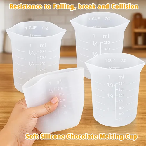 Miniatura 9 de Palksky Juego de tazas de silicona para derretir chocolate con 4 tazas medidoras de silicona (8.5 fl oz y 11.8 fl oz) y 4 espátulas resistentes al