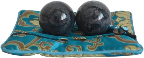 Miniatura 7 de Bolas de baoding tradicionales chinas de mármol natural negro y blanco para ejercicio de salud, medicina, bolas de masaje para terapia de manos