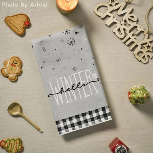 Miniatura 4 de Artoid Mode Toallas de cocina con estampado de búfalo Árboles de Navidad Camión de muñeco de nieve Feliz Navidad, Toallas de cocina y toallas