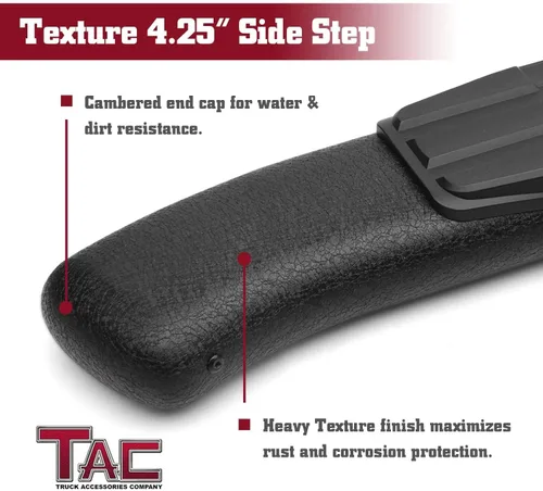 Miniatura 5 de TAC - Estribos laterales para Toyota Tundra 2022-2026, camioneta de doble cabina de 4.25 pulgadas, textura ovalada, barras laterales negras, barras