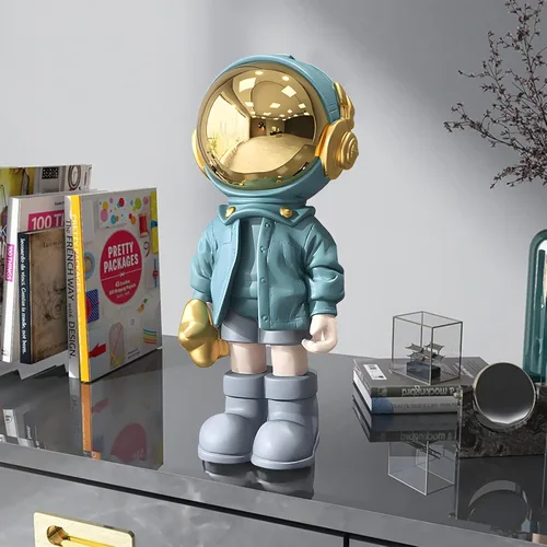 Miniatura 3 de Estatuas de astronauta Dosker, escultura de hombre espacial de poliresina, regalos de arte en azul claro, adorno de figura para decoración