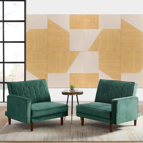 Miniatura 5 de Paquete de 6 paneles acústicos para pared (cada uno de 23.6x23.6 pulgadas) - Reducción de ruido de 25dB, autoadhesivo color marrón Decoración