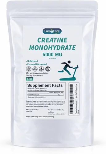 Monohidrato de creatina en polvo, polvo de creatina micronizada, sin sabor, puro y sin gluten, 0.18 oz (5000 mg) por porción, 5.1 lbs (5 libras)