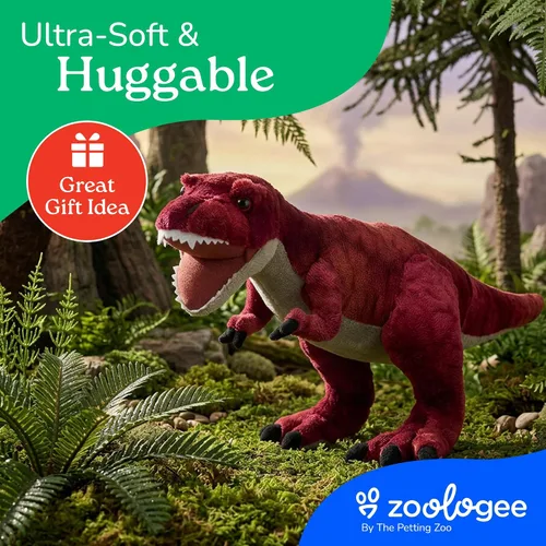 Miniatura 9 de The Petting Zoo Peluche de dinosaurio T-Rex, regalo para niños, animales de dinosaurio, juguete de peluche de dinosaurio T-Rex rojo de 15 pulgadas
