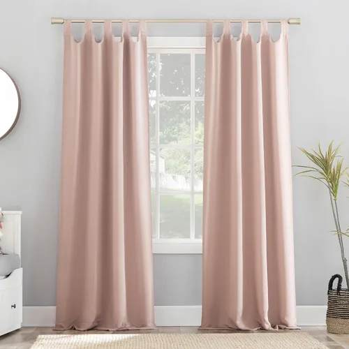 Sun Zero Easton - Panel de cortina opaca con pestaña superior de ahorro de energía, 40 x 63 pulgadas, color rosa rubor