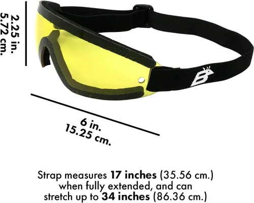 Miniatura 7 de Birdz Gafas Wing Sky Dive Skydiving Gafas con acolchado Marco Negro con Lente Amarillo