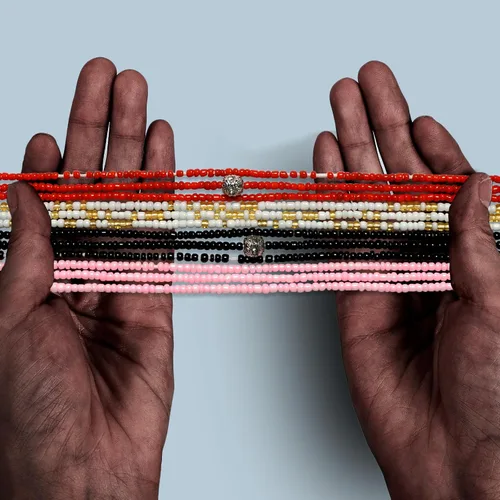 Miniatura 9 de 4 cuentas de cintura africana hechas a mano de 50 pulgadas para mujer, no elásticas (corbata)