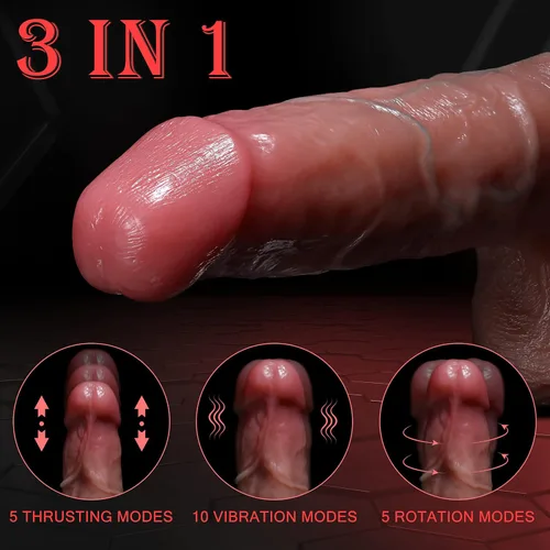 Miniatura 3 de Consolador de empuje realista juguete sexual - Consoladores sexuales con aplicación y control remoto con 5 modos de empuje y 10 modos de vibración