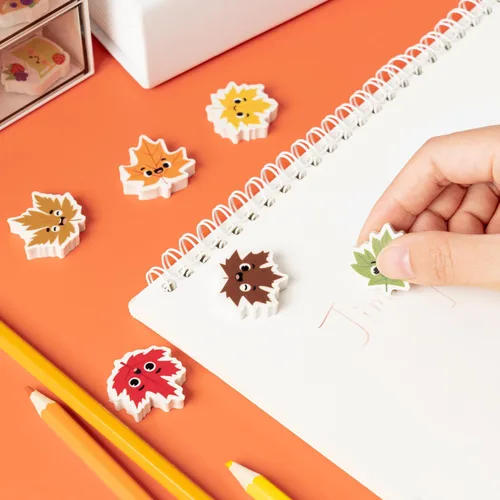 Miniatura 3 de Yopyame 60 piezas de borrador de hojas de otoño para niños, surtido de hojas de arce, borrador de lápiz de hoja de arce, lindo borrador