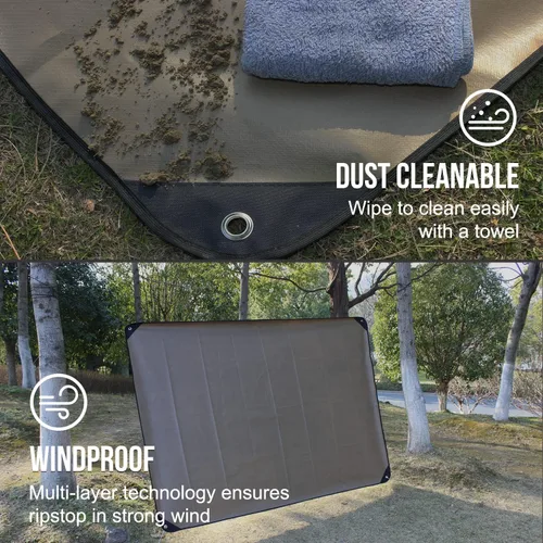 Miniatura 5 de LYN Manta de emergencia resistente, equipo de supervivencia, impermeable, aislada, lona de emergencia para camping, senderismo, bushcraft Bronceado