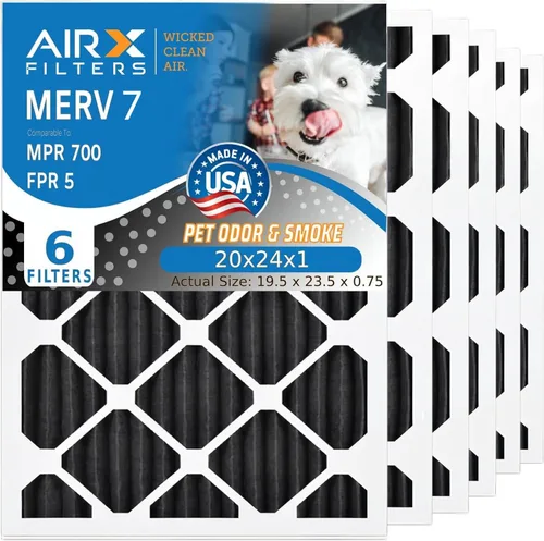 AIRx Filters WICKED CLEAN AIR - Filtro de aire de carbono de 20 x 24 x 1, eliminador de olores MERV 8, filtro de horno HVAC, paquete de 6