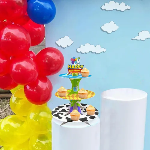 Miniatura 2 de Soporte para cupcakes de 3 niveles de historieta de dibujos animados, soporte de torre de postres para decoración de cumpleaños, suministros