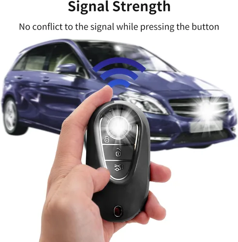 Miniatura 5 de OFFCURVE Funda para llavero de coche compatible con Benz C + llavero, Negro