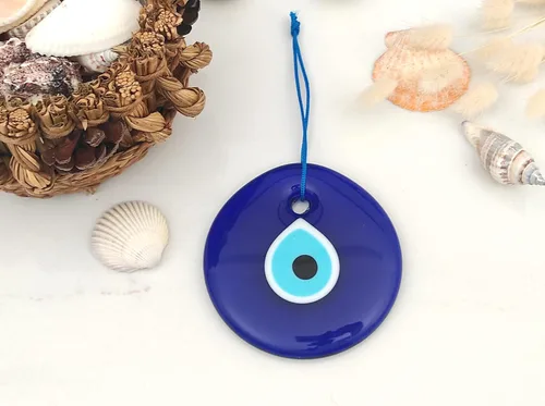 Miniatura 5 de Adorno colgante de pared de cristal azul de ojo turco de 3 pulgadas, decoración contra el mal de ojo, amuleto turco hecho a mano, amuleto