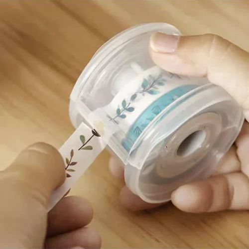Miniatura 5 de Dreamty - 2 unidades de soporte dispensador de cinta Washi, cortador de cinta portátil redondo transparente con cubierta a prueba de polvo