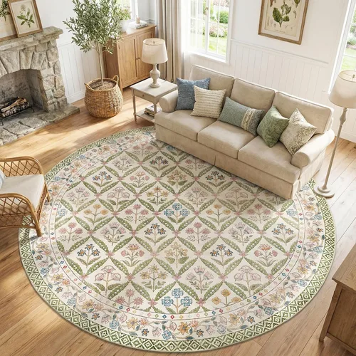 Miniatura 34 de jinchan Haden - Alfombra de entrada de 2 x 3 pulgadas, diseño floral vintage, lavable, suave, antideslizante, de pelo bajo, para puerta, cocina