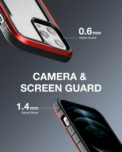 Miniatura 7 de Raptic Shield - Funda compatible con iPhone 12 Pro Max, protección contra golpes, marco de aluminio duradero, probada para caídas de 10 pies de Rojo