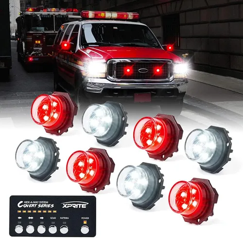 Miniatura 15 de Xprite Kit de luces estroboscópicas LED ámbar ocultas, 20 patrones intermitentes con panel de control, faros, luces traseras, luces antiniebla