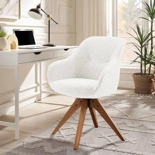 Miniatura 31 de Zouron Silla giratoria moderna de mediados de siglo con patas de metal dorado, silla de escritorio tapizada sin ruedas, silla de oficina lateral Oro