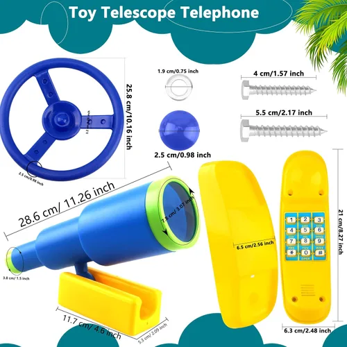 Miniatura 2 de Accesorios para el patio de recreo, Swingset, volante, telescopio de plástico, teléfono Swingset, juguete para niños, patio al aire libre, patio