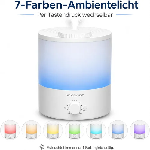 Miniatura 6 de Humidificador Ultrasónico de Vapor Frío MegaWise SK7620 - Capacidad de 1.5L, Operación Silenciosa, Salida de Vapor Ajustable, Apagado Automático