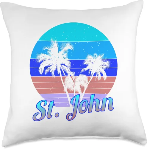 Miniatura 4 de St. John Retro Tropical Palm Trees Vacation Throw Pillow