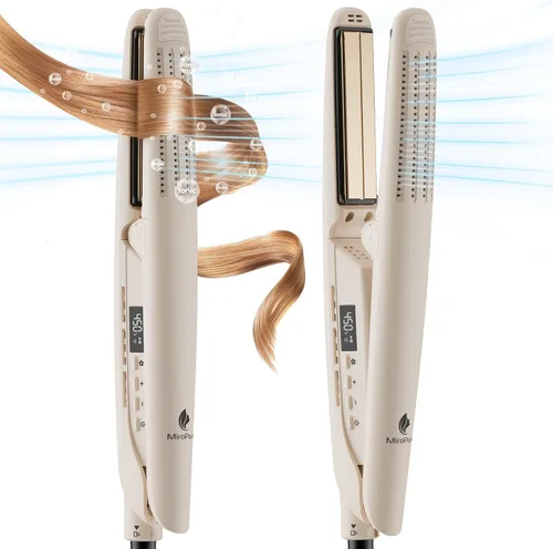 MiroPure Plancha de pelo de plancha plana, alisador y rizador 2 en 1, moldeador de flujo de aire de 360° con aire frío para rizos, cerámica de